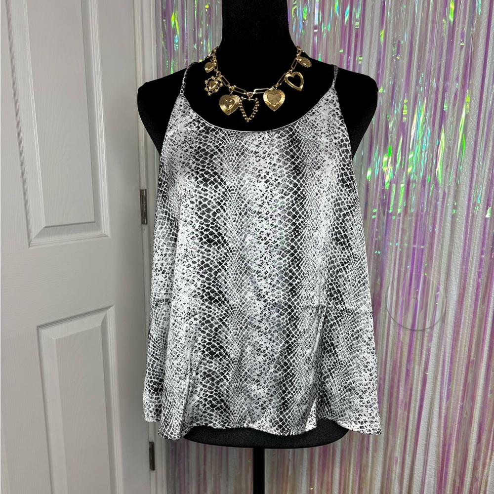 Monochrome Snake-Print Camisole Top - Black & White